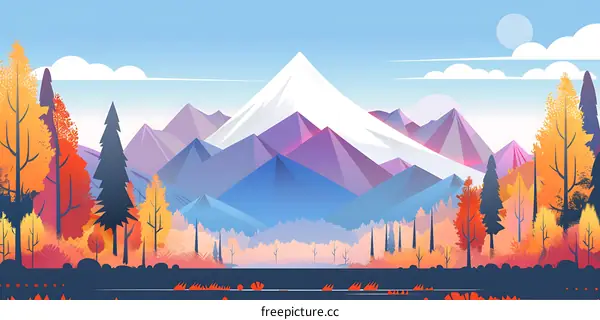 Colorful Abstract Mountain Landscape Illustration