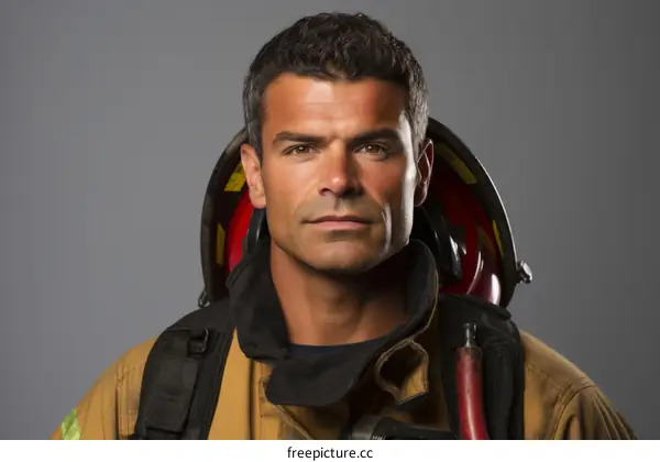 Portrait of a firefighter in protective gear