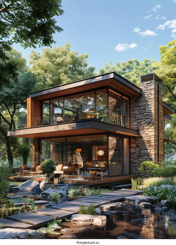 Modern House Exterior Design with Natural Elements