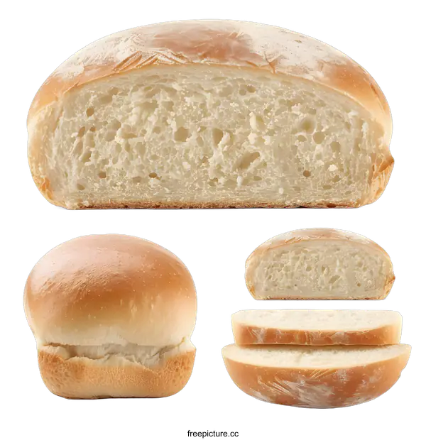 [Transparent Background PNG]Freshly Baked White Bread Loaf Sliced