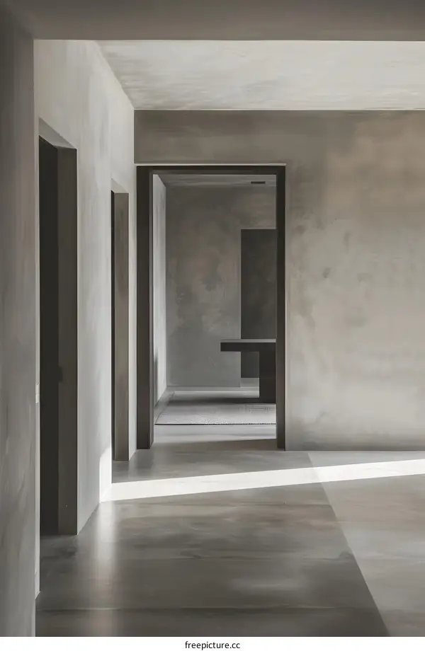 Minimalist Interior Design with Concrete Walls and Doorways
