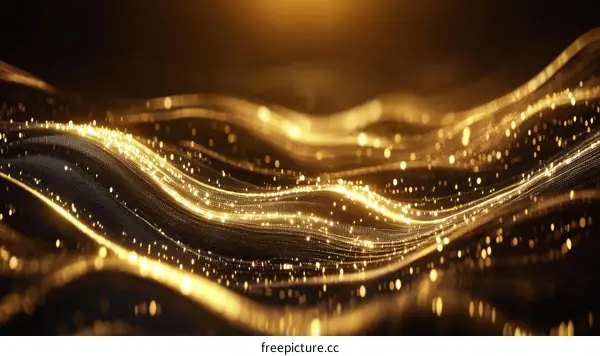 Abstract Golden Waves of Light