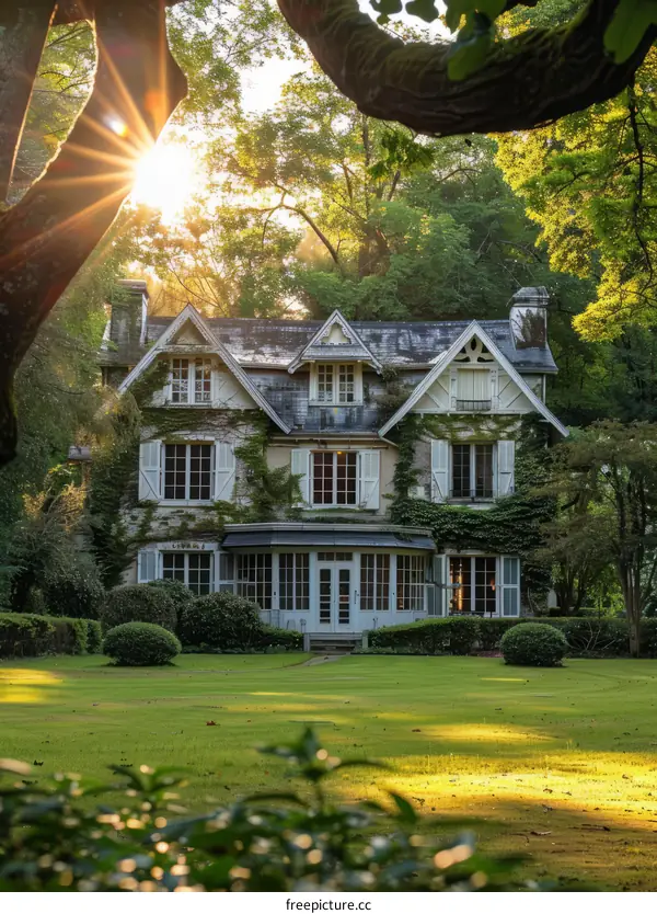 French Style Mansion with Ivy Covered Walls