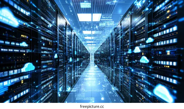 Modern Data Center with Cloud Computing Visualization