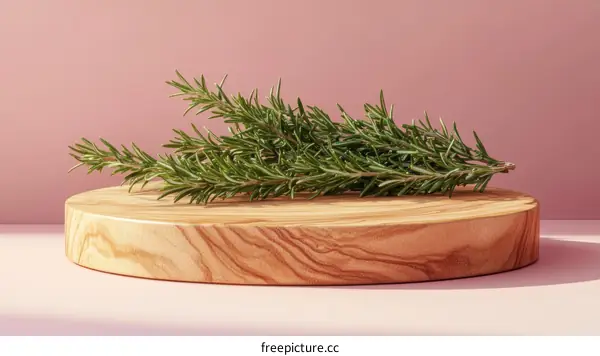 Fresh Rosemary on a Wooden Cutting Board