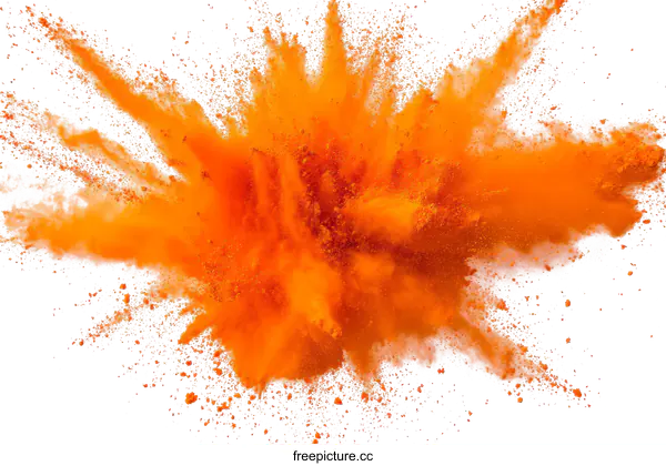 [Transparent Background PNG]Orange Powder Explosion Isolated on White Background