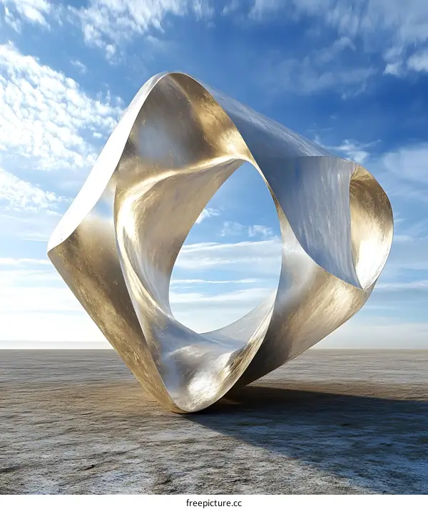 Abstract Metal Sculpture In Desert Landscape