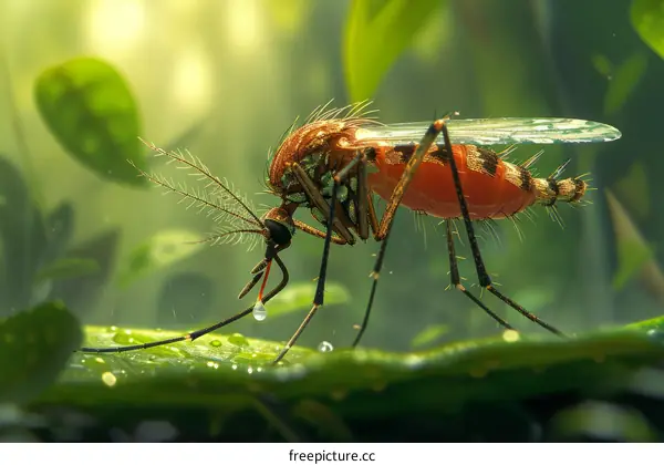 Aedes aegypti Mosquito on a Leaf