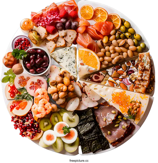 [Transparent Background PNG]Assortment of Food on a White Plate