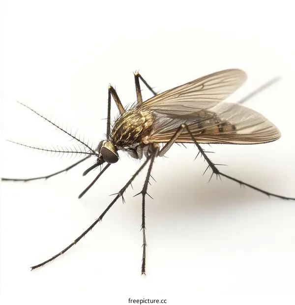 Close-up of a Mosquito on White Background
