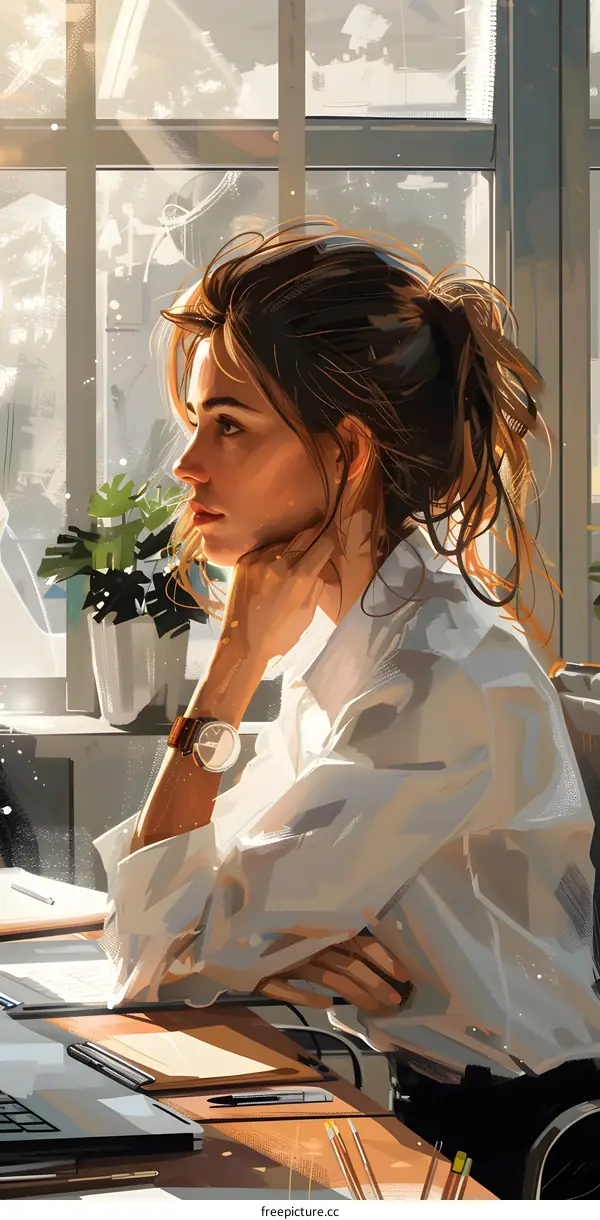 girl sitting by the window