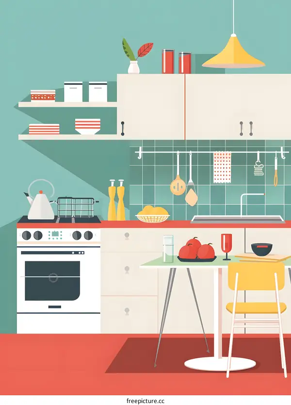 Modern Kitchen Design Illustration with Minimalist Decor