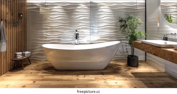 Modern White Bathtub in Stylish Bathroom Design