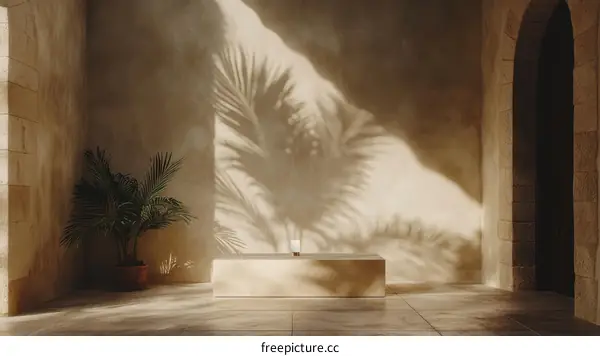 Beige Interior with Palm Shadow