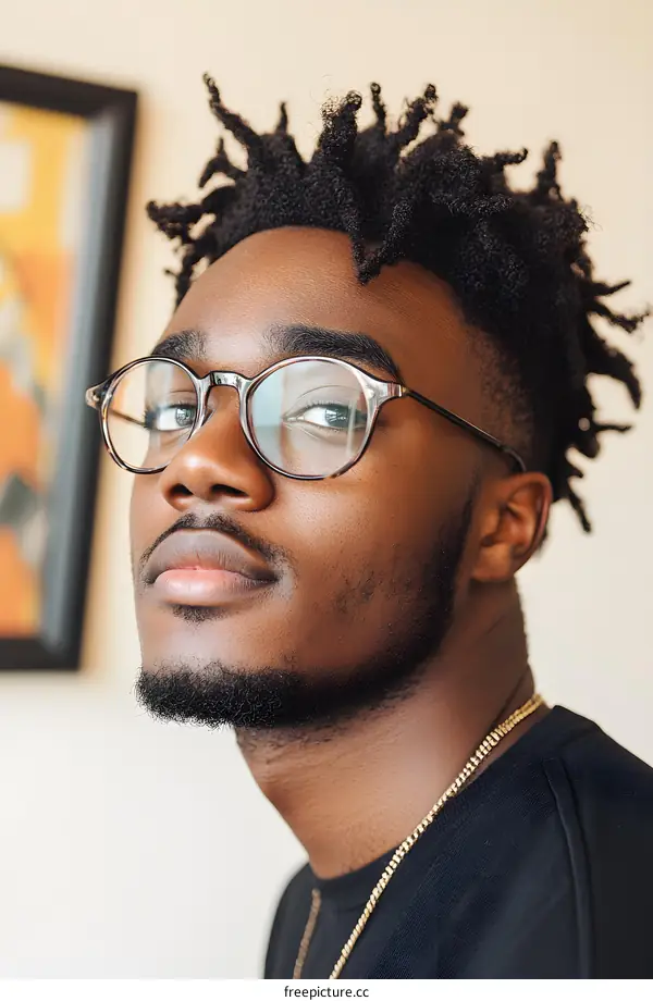 Portrait of a Young African American Man Wearing Glasses