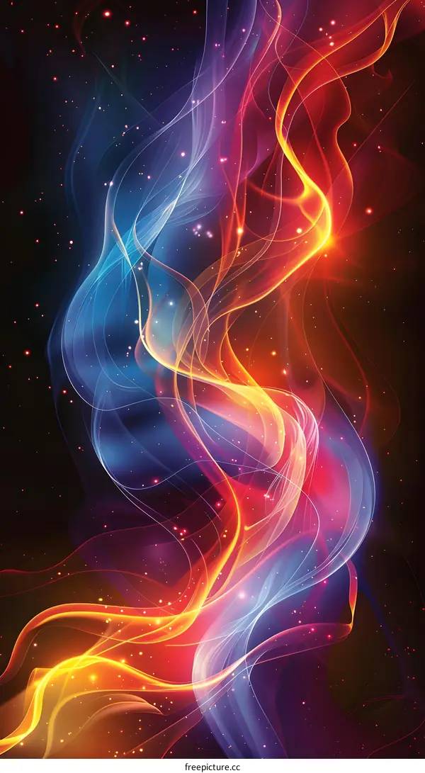 Abstract Wavy Colorful Light Painting