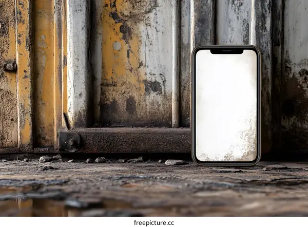 Smartphone Mockup On A Rusty Metal Background