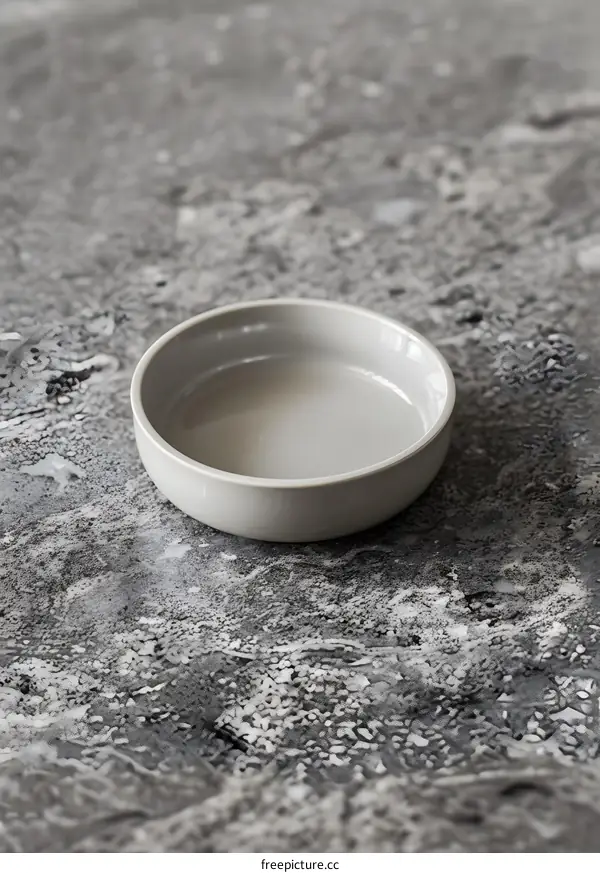 Grey Ceramic Bowl On Concrete Background