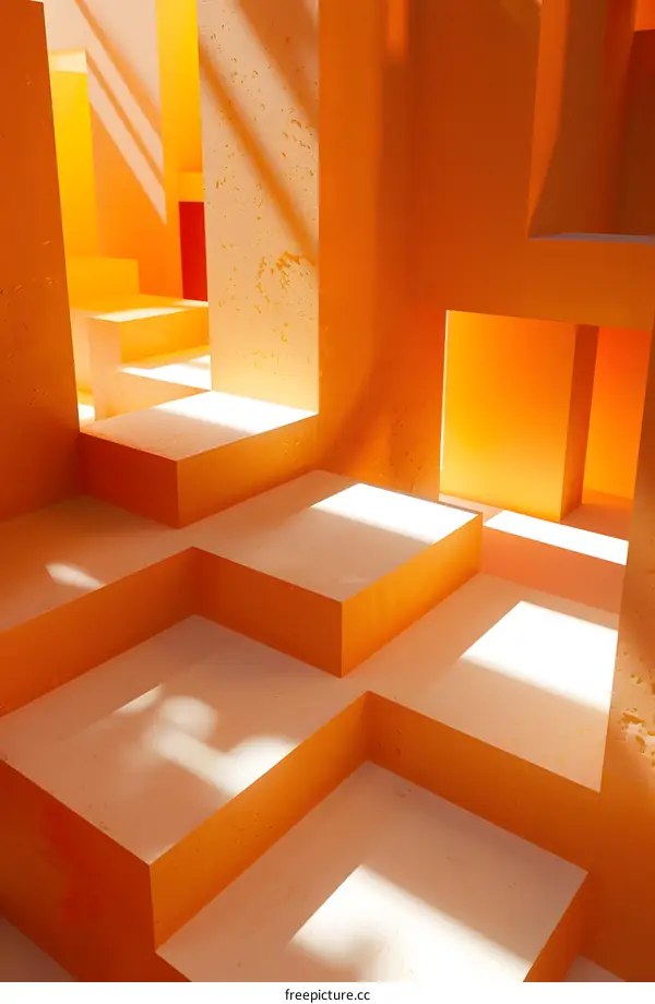 Abstract Orange 3D Geometric Shapes and Light