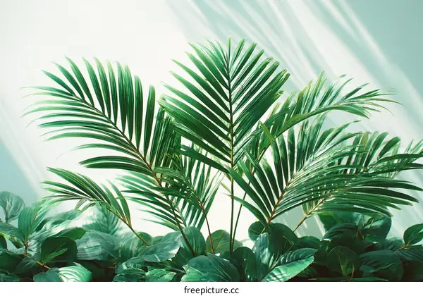 Tropical Palm Leaves in Sunlight