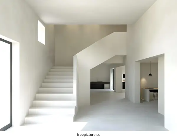 Modern Minimalist Interior Design Staircase White Walls