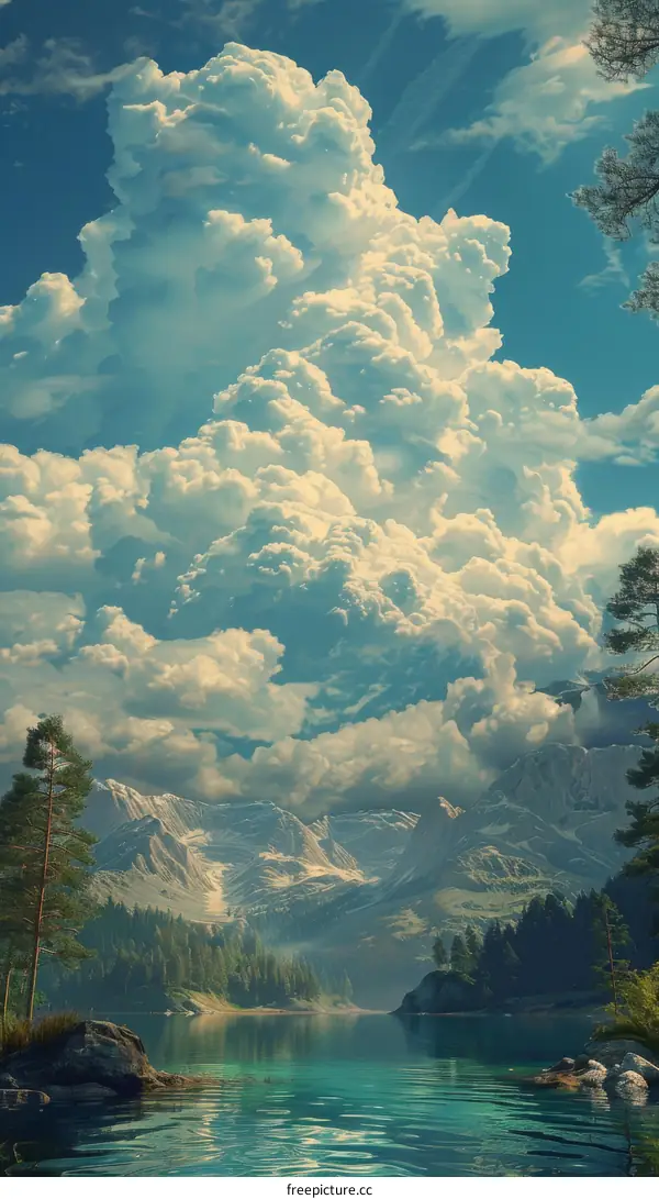 Majestic Mountain Lake Scenery Under Dramatic Clouds