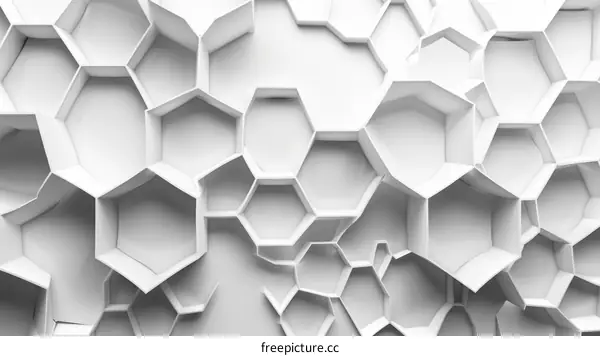 3D illustration of a white honeycomb structure