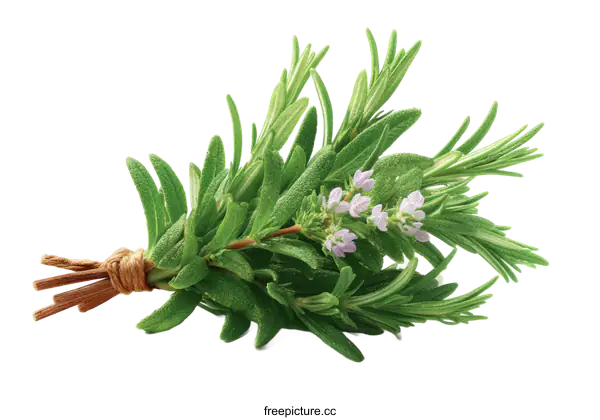[Transparent Background PNG]Fresh Rosemary and Herbs Bouquet Close-up
