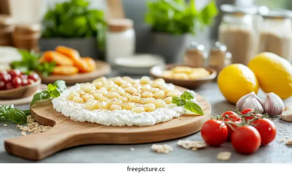 Delicious Food Arrangement on Wooden Board