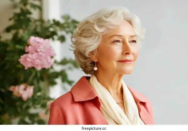 Elegant Senior Woman Portrait with a thoughtful expression