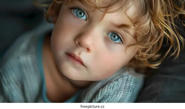 Portrait of a young boy with blue eyes