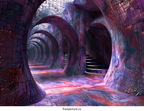 Pink and Purple Futuristic Sci-Fi Corridor