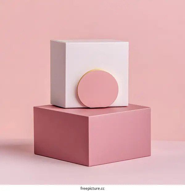 Minimalist Pink and White Geometric Shapes
