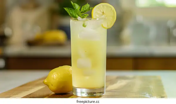 Refreshing Lemonade Drink with Lemon and Mint