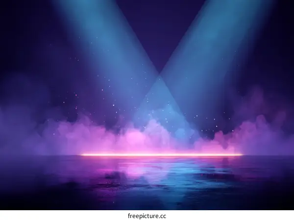 Neon Stage Abstract Background with Light Beams