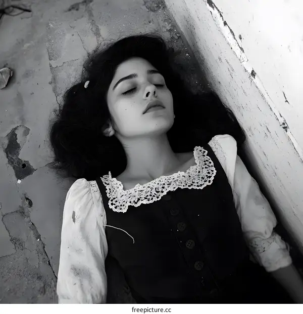 Young Woman Lying Down With Eyes Closed