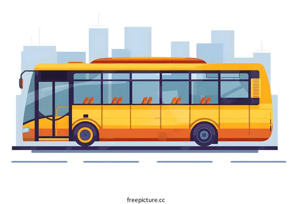 Yellow Bus Illustration On White Background
