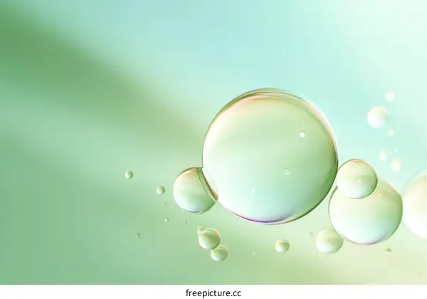 Abstract Pastel Green Oil Bubbles