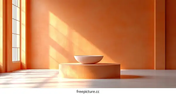 Modern Minimalist Orange Studio Scene with Podium