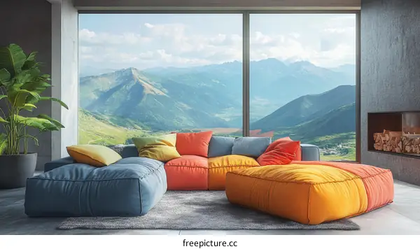 Modern Mountain View Living Room Design