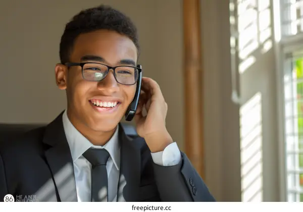 Young African-American professional talking on the phone
