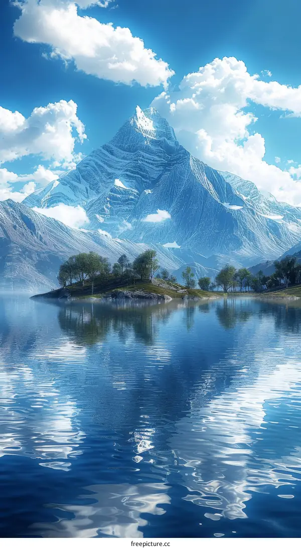 Mountains and lake landscape