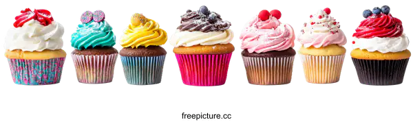 [Transparent Background PNG]Deliciously Decorated Cupcakes in a Variety of Flavors