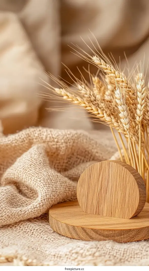 Natural Wood Display Stand with Wheat Ears
