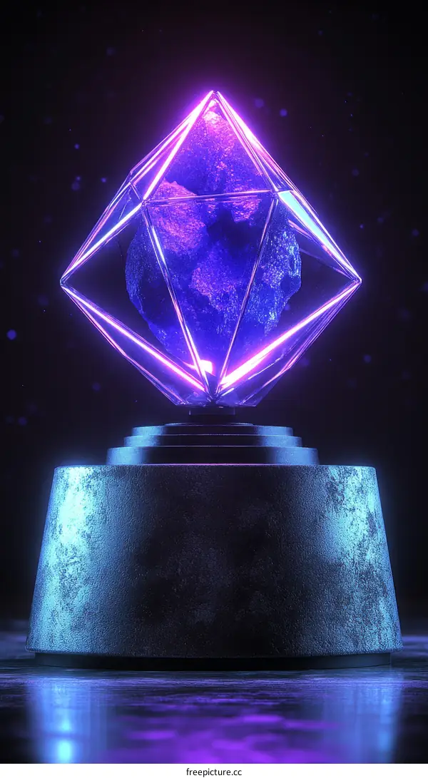 Abstract Futuristic Crystal Gem Display