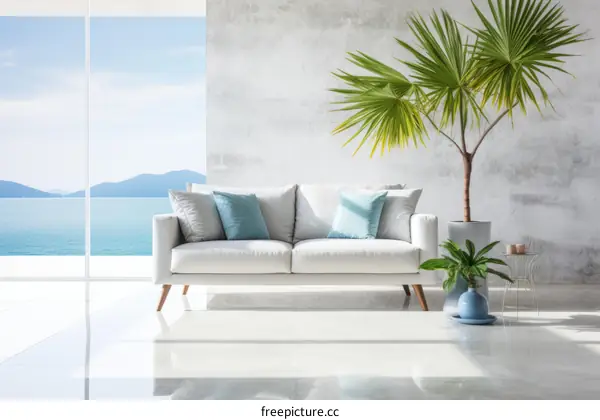 Modern Coastal Living Room with Ocean View