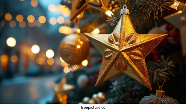 Closeup of a Decorated Christmas Tree