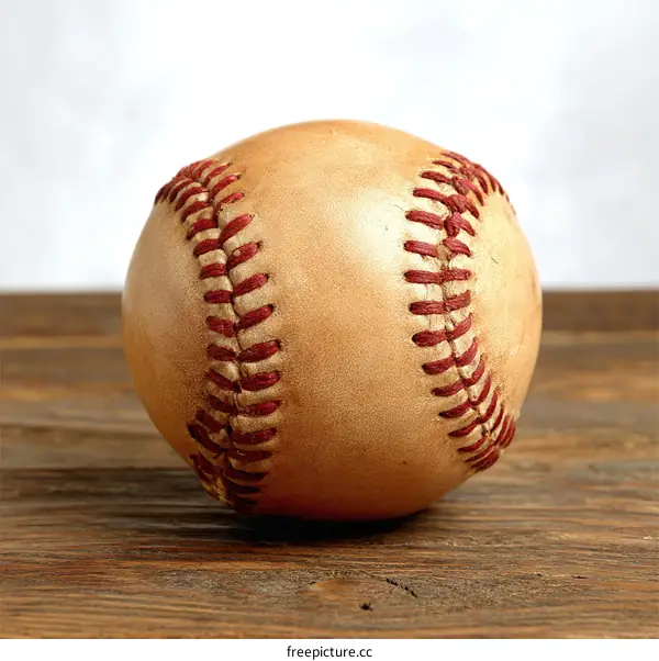 Vintage Baseball Ball on Wooden Surface