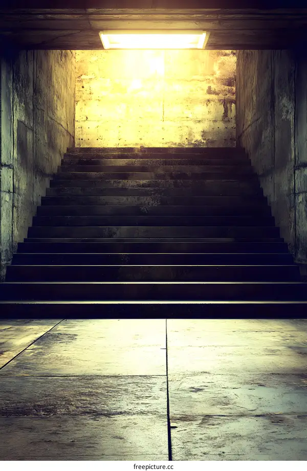 Concrete Stairs Leading Up To Light