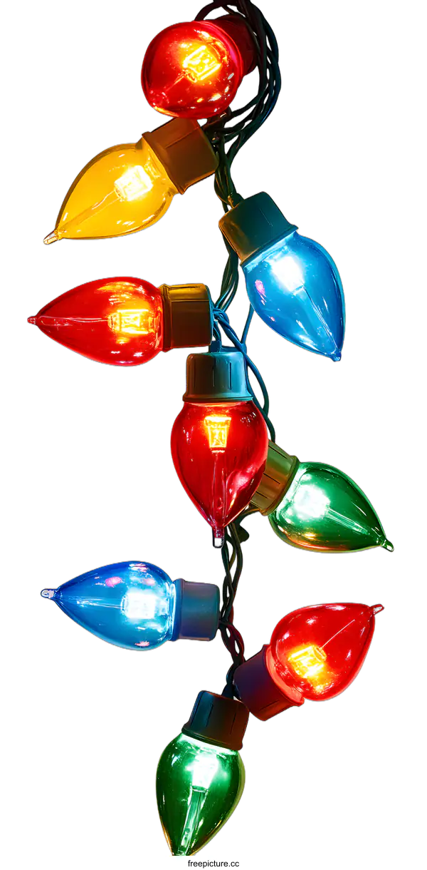 [Transparent Background PNG]Christmas Lights Hanging On White Background